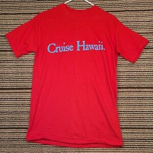 HANES Cruise Hawaii Red Cotton Single Stitch Mens Medium Cotton T Shirt‎ VTG 90s